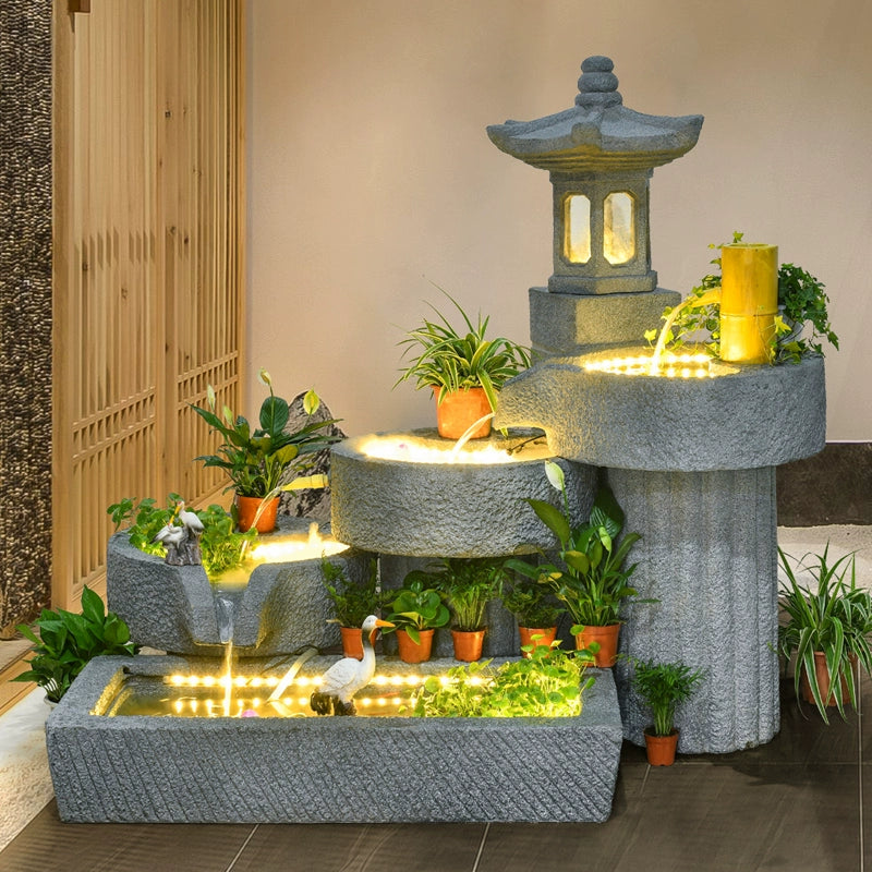 Creative Flowing Water Decoration Landscape Garden Landscape Fountain Indoor Balcony Living Room Stone Mill Cement Lucky Ornaments