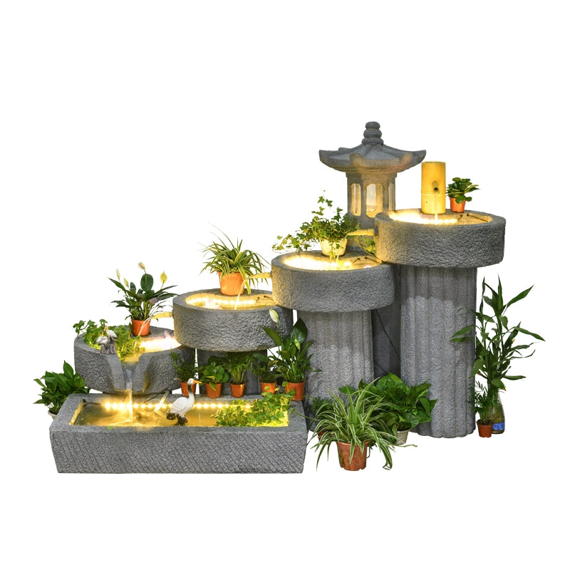 Creative Flowing Water Decoration Landscape Garden Landscape Fountain Indoor Balcony Living Room Stone Mill Cement Lucky Ornaments